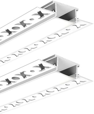 G.W.S® Plaster-in Trimless Recessed LED Profile, 2-Pack Aluminium Channel for LED Strip Light, 2 Metres 61.45mmx14mm (122-C6214)