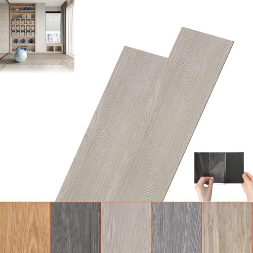ACXIN PVC Bodenbelag, Vinylboden Selbstklebend Klick Vinylboden Laminat Klebevinyl, Holz-Effekt (Rauchgrau, 5 m²(36 stück))