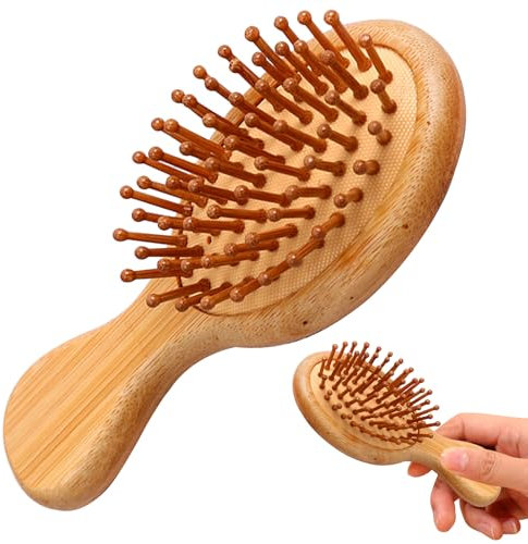 1 Pièce Brosse à Cheveux Naturels en Bambou Brosse à Cheveux Anti-Frisottis Brosse à Friser Brosse à Cheveux en Bois Avec Poignée et Épingles Rondes en Bois Antistatiques