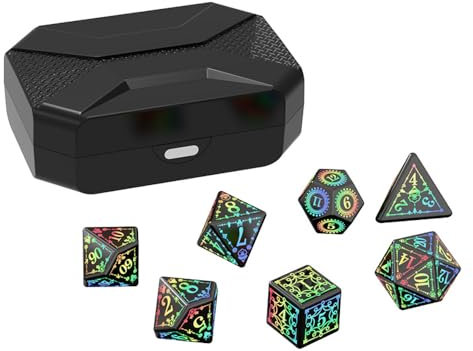 Namvo 7pcs DND Dice Set, Rechargeable with Charging Box, Electronic LED Dice, Dungeons and Dragons Polyhedral Sets for Tabletop Gaming DND MTG Pathfinder Role Playing Game