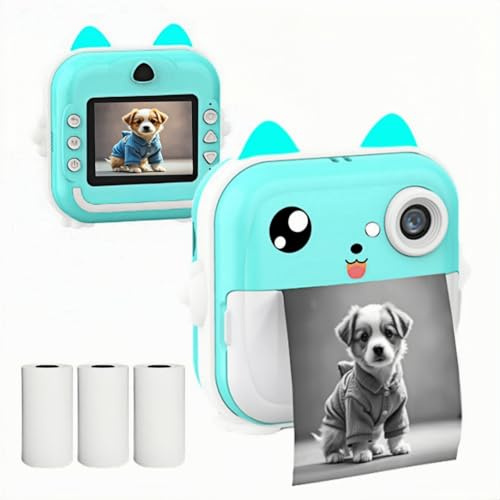 ThreeH Kinderkamera Sofortbildkamera Wiederaufladbarer Videorekorder 24MP Mini-Foto-Camcorder mit Drahtlosem Druck für Alter 4-12 Jungen Mädchen Geburtstag