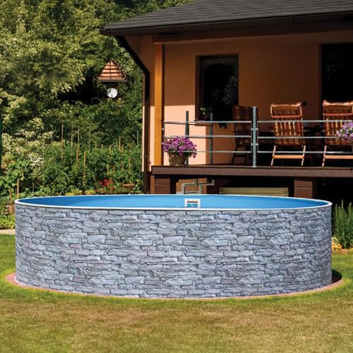 Paradies Pool® Aufstellpool Splash Pool Komplettset rund 460 x 90 cm Stein inkl. Filteranlage, Leiter, Vlies