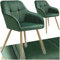 tectake® Samt Stuhl, Esszimmerstuhl mit Stepp Samtstoff, Küchenstühle modern, gemütlicher Sessel Wohnzimmer, Armlehnstuhl Esszimmer, Dining Lounge, Schminktisch Stuhl - dunkelgrün/Gold, 2er Set