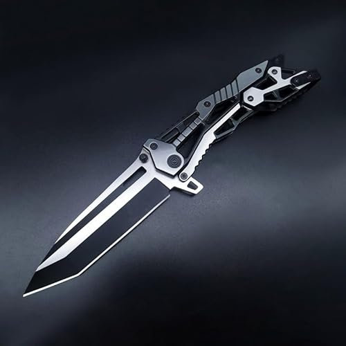 Mechanische Klappmesser, Edelstahl-Taschenmesser, Outdoor-messer mit Mechanischem Design für Outdoor Überleben Camping (A)