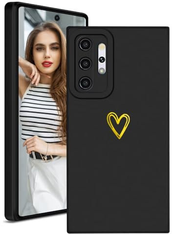 Demnkun Silicone Coque pour Samsung Galaxy Note 10+ / Note 10 Plus Etui, Ultra-Mince Souple Samsung Galaxy Note 10+ / Note 10 Plus Coque Case, Antichoc Doux Housse Doré Amour Coeur Motif Noir