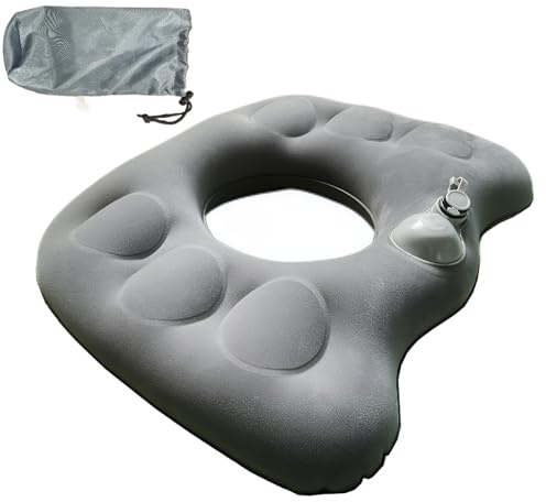 STFALI Sitzkissen Aufblasbar, Sitzring Steißbein Entlastung, Sitzring Nach Op, für Hämorrhoiden,Steibbeinschmerzen,Rollstühle (Grau)