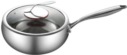 Sartén para wok, sartén profunda con tapa, 47 x 24 x 12 cm, utensilios de cocina con revestimiento de titanio, parte inferior plana de calentamiento rápido, compatible con inducción, accesorio de