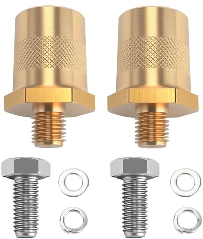 1 Pair Battery Pole Adapter, M8 Battery Terminal Connector | Brass Tone Post Adapter with Stainless Steel Screws & Washers, Thread Installation Battery Terminals for Most Vehicles