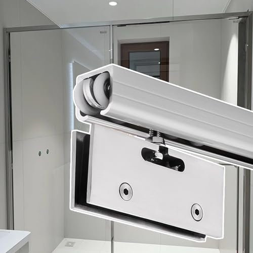 HWLL Schiebetür Schiene Rahmenloses Glas-Schiebetürschienen-Set, Schiebetürsystem zur Deckenmontage, Schiebetürschienenbeschläge für Badezimmer, Balkon, Terrasse, Schrank(300cm (9.8ft))
