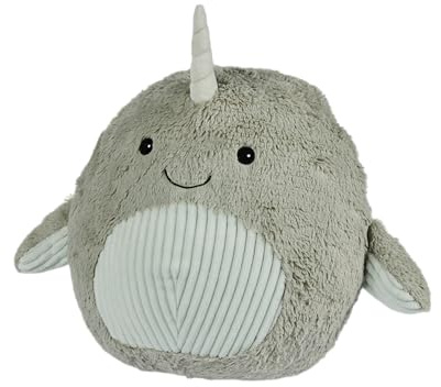 Warmies Narwhal Supersized Soft Plush Toy Cushion, Cuddly Animals for Kids & Adults, Ultra Soft Faux Fur