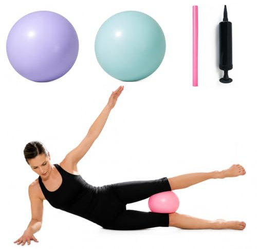 Hhaoysogd 3er Set Pilates Ball 25 cm, Gymnastikball für Yoga & Fitness | 3 rutschfeste Pilatesbälle 25 cm mit Blasrohren für Yoga, Fitness, Balance, Reha und Core-Training.