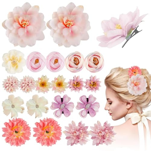 21 Piezas Flores para el Pelo Cabello Accesorios, Pasadores Pinza Flor Verano
