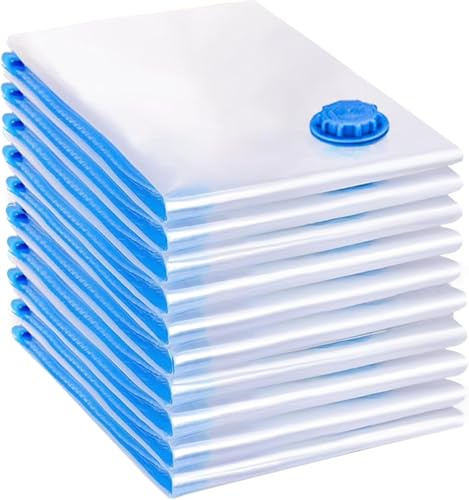 Seal Vac Bags Space Saving 10Pack. Foldable Reusable Large Air Tight Vacuum Storage Bags for Clothes Vacuum Sealed Bag for Clothing Travel Air Tight Compression Zipper Bags 90x50cm