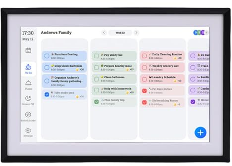 Sxhlseller 10.1 Zoll Wandplaner Digitaler Kalender und Chore Diagramm, Intelligente Touchscreen Wandkalender Interaktives Display für Familienpläne, Elektronische Bilderrahmen Teilen (EU Plug)