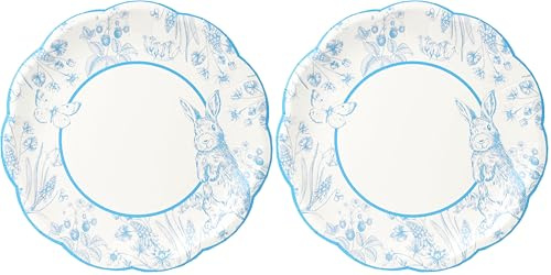 Talking Tables 10 x assiettes en papier bleu et blanc 23cm jetables recyclables pour anniversaire 1 an baby shower Pâques BBQ tea party enfants adultes (Lot de 2)