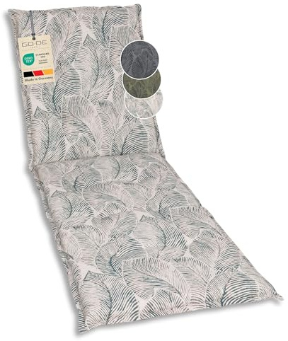 GO-DE Textil Bequeme und attraktive Polsterauflagen für Gartenliegen (Einzelset, Blattmotiv groß Natur, Liegenauflage)
