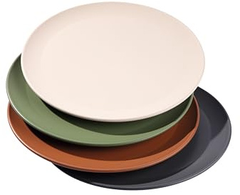 reMAIN MAINplate Campingteller 23 cm, 4er-Set, Olivgrün | Stapelbare Mehrwegteller aus recyceltem Kunststoff – spülmaschinen- und mikrowellengeeignet für Camping & Outdoor