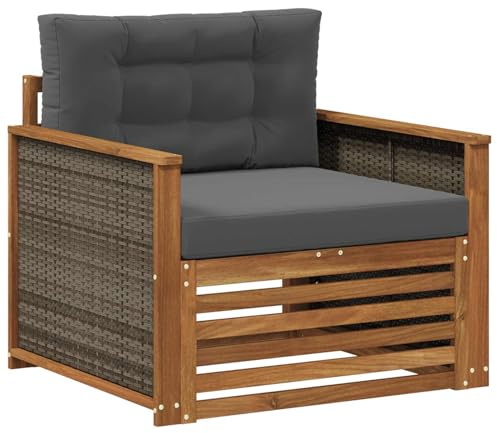 vidaXL Outdoor Mittelsofa Natur, Gartenmöbel, modernes Outdoor-Sofa, modulare Lounge, Elegante Terrassen-Sitze