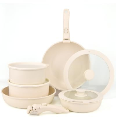 BAVARY Batterie De Cuisine Induction Poignée Amovible, Anti-Adhésive, 11pcs | Poele Induction, Casserole Induction, Batterie De Cuisine Induction, Batterie Cuisine, Casserole Anti-Adhésive, Lot De Poele
