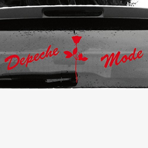 Set Schreibschrift Schriftzug und Rose Aufkleber Tattoo die cut car Decal Auto Heck Deko Folie Depeche Mode (rot invers)