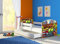 CLAMARO 'Fantasia Weiß' 180 x 80 Kinderbett Set inkl. Matratze, Lattenrost und mit Bettkasten Schublade, mit verstellbarem Rausfallschutz und Kantenschutzleisten, Design: 44 Lokomotive