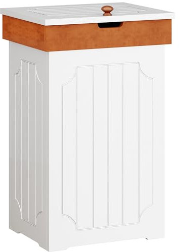 Function Home Trash Can Cabinet, 23 Gallon Kitchen Garbage Can, Wooden Recycling Trash Bin, Dog Proof Trash Can, Trash Cabinet with Lid for Home Kitchen Bathroom, White