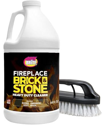 Quick N Brite Gel Fireplace Cleaner with Scrub Brush, For Brick or Stone, 64 Ounces