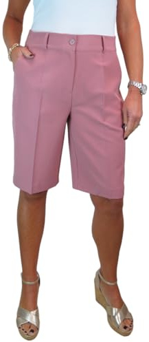 icecoolfashion Ladies Smart Tailored Knee Length Bermuda Shorts Mid Waisted | Women's Summer Shorts, Summer, Pleated, Office Wear, Golf, Day & Evening, Lawn Bowels