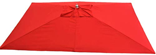 Field & Hawken - Red Parasol Canopy - 3x2m Garden Parasol - 8-10 Person Parasol - Rectangular Canopy - Aluminium Parasol Frame
