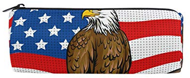 Federmäppchen mit amerikanischer Flagge und Adler, rund, tragbar