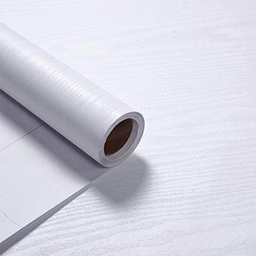 VEELIKE Papel Pintado Madera Blanco Vinilos Papel Pared Adhesivo para Muebles Autoadhesivo Impermeable Papel de Pared Adhesivo para Muebles 40cm x 600cm