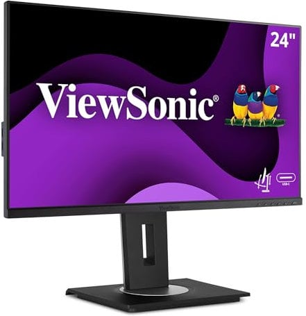 ViewSonic VG2456A 24 Inch 1080p IPS Monitor with USB 3.2 Type C with 90W Power Delivery, Docking Built-in, RJ45, 40 Degree Tilt Ergonomics for Home and Office