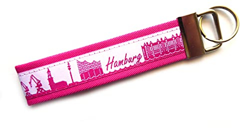 Schlüsselanhänger Schlüsselband Hamburg aus Baumwollstoff und Webband