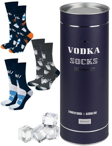 soxo Whisky Chaussettes Homme Fantaisie Cadeau Drole Chaussette Cadeaux Hommes Gadget 40-45 Vodka 3 Paires