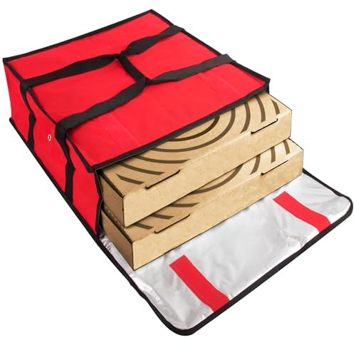Trail maker Pizza Carrier Insulated Bags Large for Deliveries, Insulated Pizza Carrier Delivery Bag 20x20 Food Bag for Personal and Professional Use (Red)