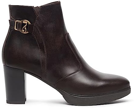 NEROGIARDINI Tronchetto in pelle con fibbia logo. Made in Italy 39 Marrone T.MORO