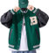 GIJOVANA College Jacke Herren Oldschool Sportjacke Varsity Jacket Patchwork Collegiate Baseballjacke Stehkragen Streetwear(Grün,3XL)
