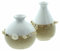 Dekoleidenschaft 2X Dekovase Muscheln klein 8 + 11 cm hoch, weiß/beige, Minivasen mit Muscheln verziert, Vase für Trockenblumen