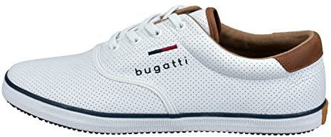 bugatti Homme Sneaker en Toile de Coton, Chaussure Basse en Toile avec Semelle Flexible, Blanc, 40 EU
