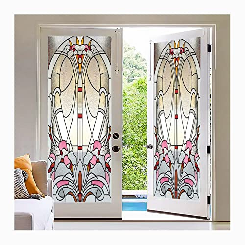 Siunwdiy Sichtschutzfolie selbstklebendfolie für Fenster, Kirche, Mosaik, Buntglas, Statisch haftend, dekorativ, mattiert, Fensterfolie für Home Schlafzimmer Badezimmer,Translucent c,60x80cm