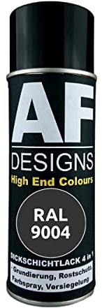 Alex Flittner Designs Peinture antirouille 4 en 1 RAL 9004 - Noir signal - Peinture de protection pour métal - Spray de peinture antirouille