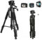 Professional Baustativ für Laser, stativ höhenverstellbar mit 3-Wege-Schwenkkopf und Blasenebene, 1/4-Zoll-20- und 5/8-Zoll-11-Gewindeadaptern(Höhe: 55–146 cm)