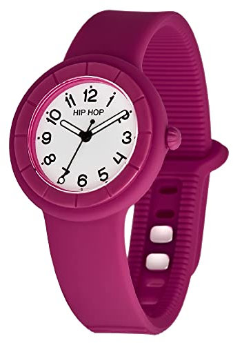 HIP HOP, Hero.Dot, Orologio Donna Pink Flamengo, con Cinturino in Silicone Soft Touch Intercambiabile, Pratica Chiusura, Lunetta Bianca con Numeri Neri, Cassa 34 mm, Movimento al Quarzo, Color Fucsia