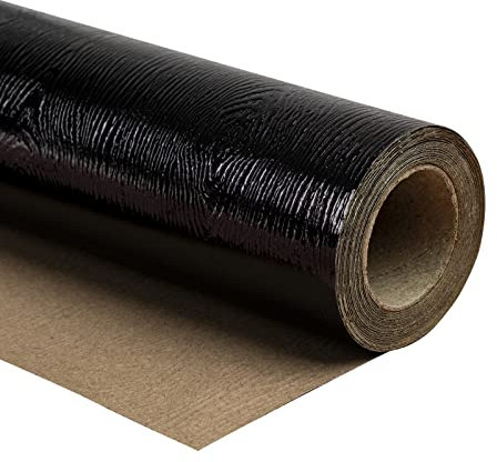RUSPEPA Geschenkpapierrolle - Basics Glänzend Schwarz Für Geburtstag, Urlaub, Hochzeit, Babyparty - 43,2 cm X 5 m