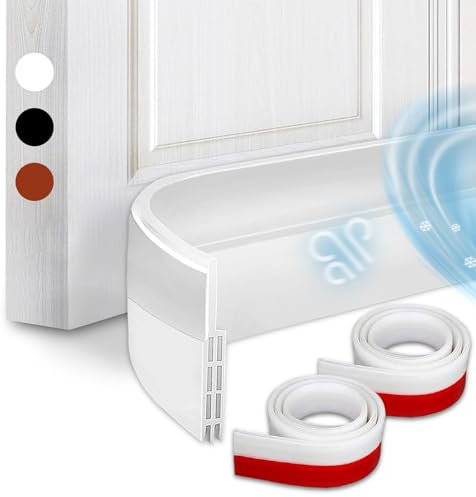 【Phantasy】 Zugluftstopper für Türen Weiß 2 Stücke, Schalldichtung Silikon Türstopper Türdichtung unten für Schallschutz, Kälteschutz, 5cm x 100cm