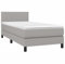 vidaXL Boxspringbett, Bett mit Matratze Kopfteil LED, Einzelbett Bettgestell mit Lattenrost, Polsterbett Bettrahmen, Hellgrau 90x200cm Stoff