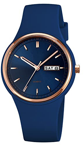 Forrader Uhr mit Silikonband für Damen und Mädchen, großes Zifferblatt, wasserdicht, sportlich, modisch, lässig, einfach, Quarz-Analog-Uhren