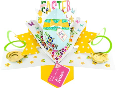 Easter Card To A Wonderful Nana Happy Easter Decorated Egg Pop Up Easter Card POP010EM12