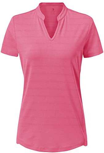 donhobo Damen Sport T-Shirt Running Fitness Shirts Sportbekleidung V Ausschnitt Kurzarm Oberteile Shortsleeve Casual Yoga Top (Rosenrot, M)
