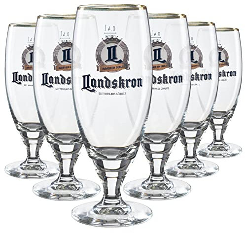 what the shop 6er Landskron Pokal ELITE 0,3l mit Kupferrand | Original Landskron | Klassisches Logo mit Schriftzug | Biergläser Set | Bierbecher | Bier Gläser | Gastro Edition